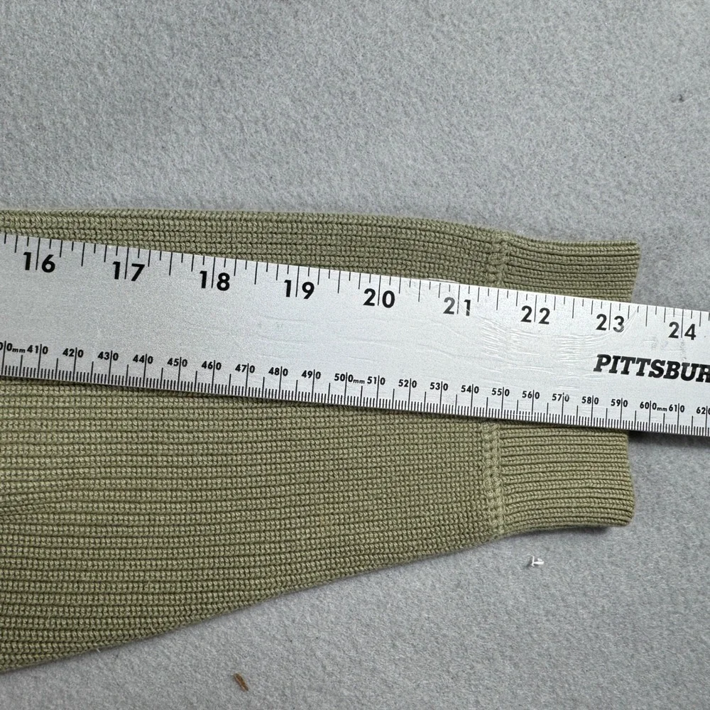 VTG 90s Eddie Bauer Mens M Ribbed  Crewneck Cotton Sweater Olive Green Hong Kong